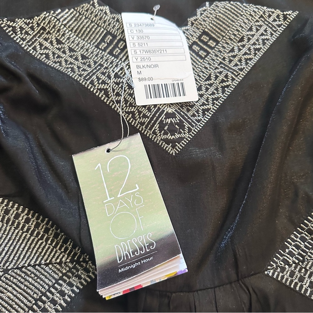 NWT! Urban Outfitters | Ecote Metallic Black Strapless Tube Dress | Size Medium - Picture 9 of 11